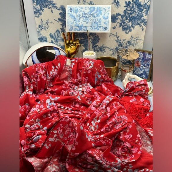 🆕 BRONX & BANCO 🧿 NWOT Bedouin Red Floral Ruffle Tiered Mini Dress, Sz XS US 2 - Picture 12 of 16